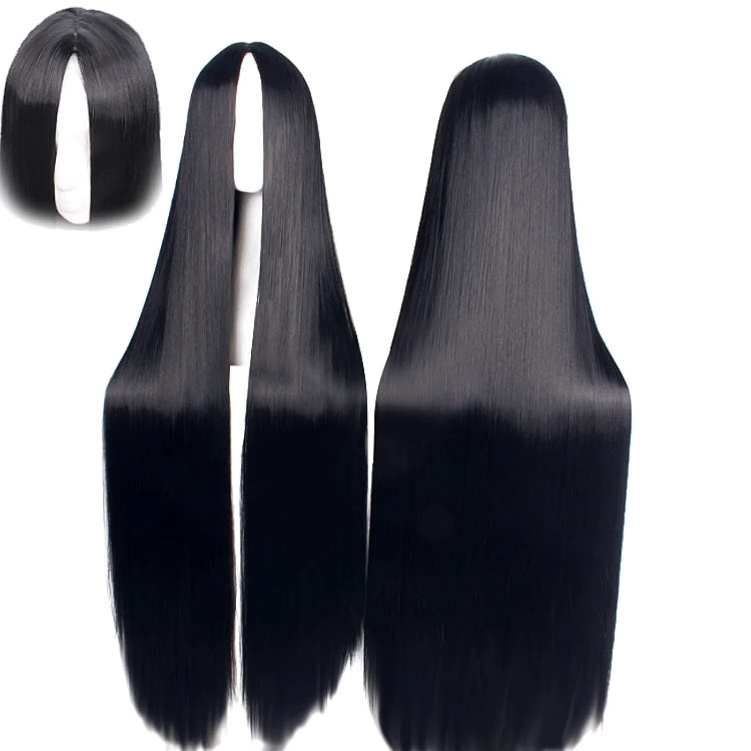 Perruques noires longues de 40 pouces / 100 cm pour femmes