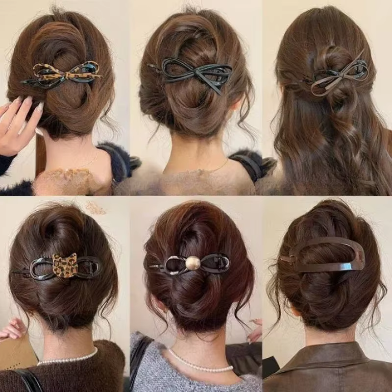 Pinces à cheveux torsadées imprimé léopard pour femmes