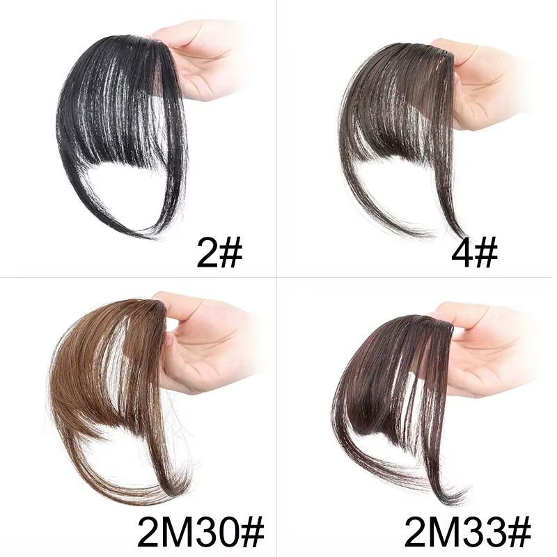 Extensions de cheveux invisibles Air Bangs : Postiche synthétique à franges frontales - Noir et marron pour femmes
