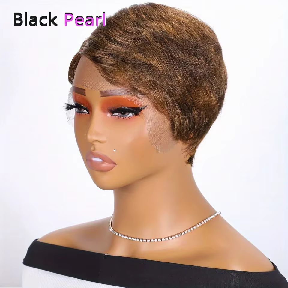 Perruque Courte Pixie en Cheveux Humains Brésiliens de Qualité Supérieure