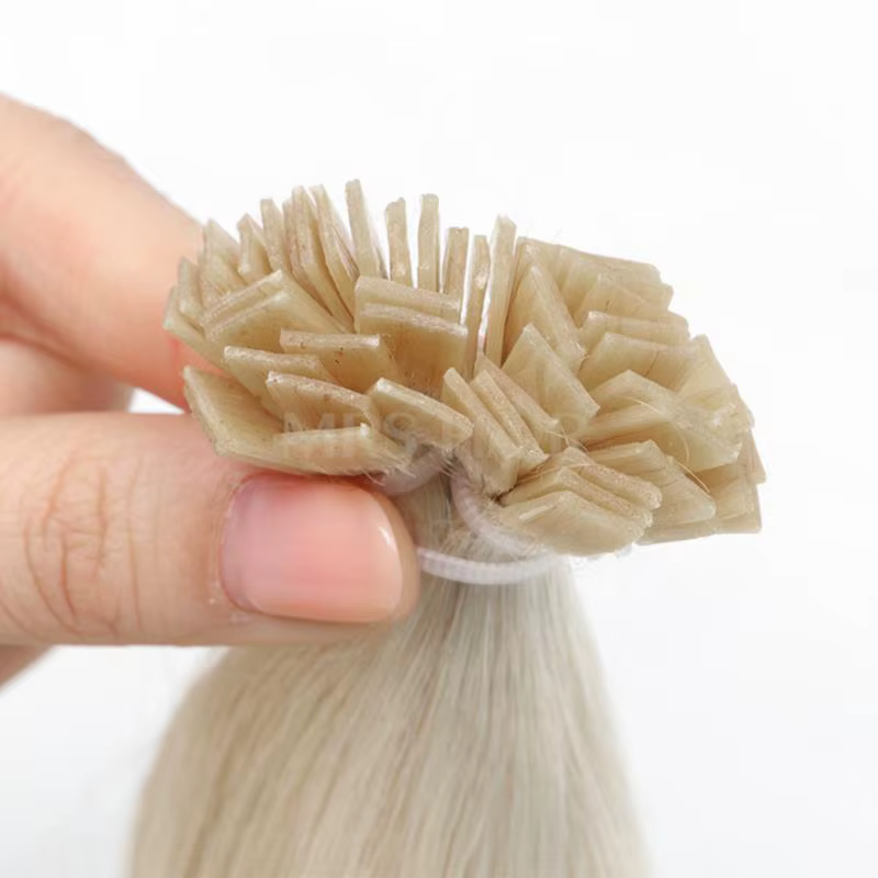 Blond Blanc Personnalisé 1001 # Extensions de cheveux à pointe plate