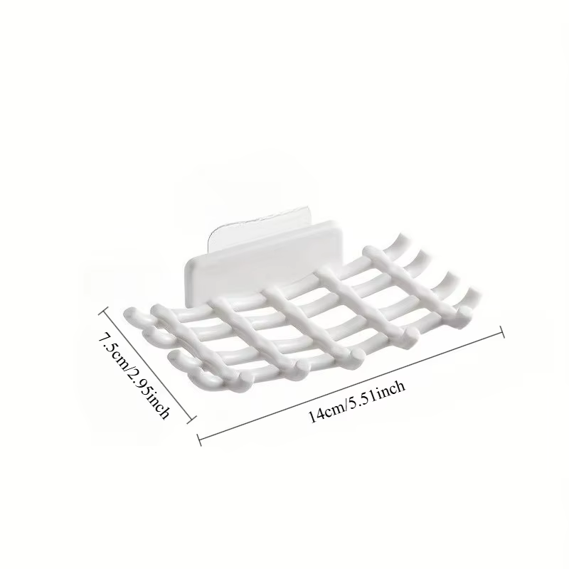 1 porte-savon mural pour douche avec drainage, noir, blanc, support carré. Aucun perçage requis, crochet pour savon et accessoires.