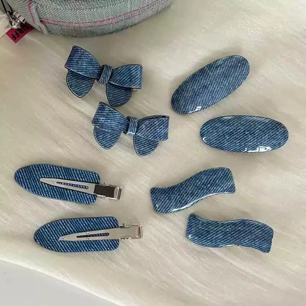 Pince à cheveux série Denim bleu