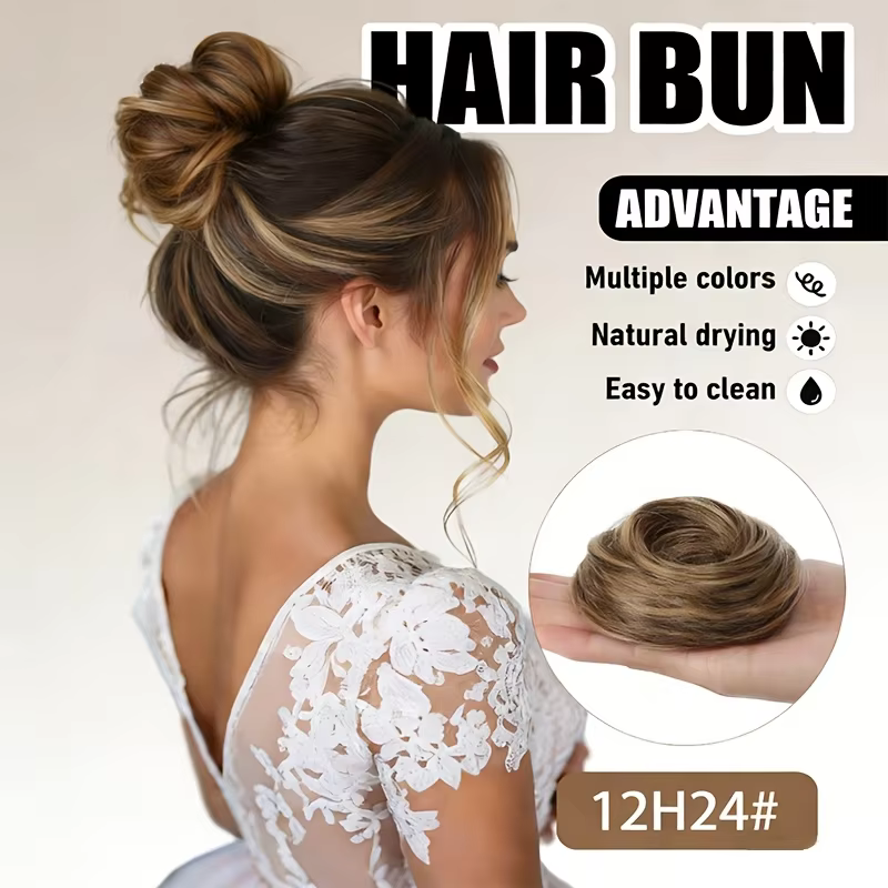Extensions de chignon synthétiques élégantes à boucles désordonnées avec élastique