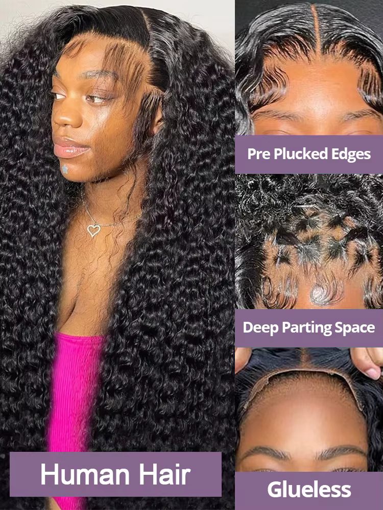 Perruque Cheveux Humains Ondulés Profonds 40 Pouces