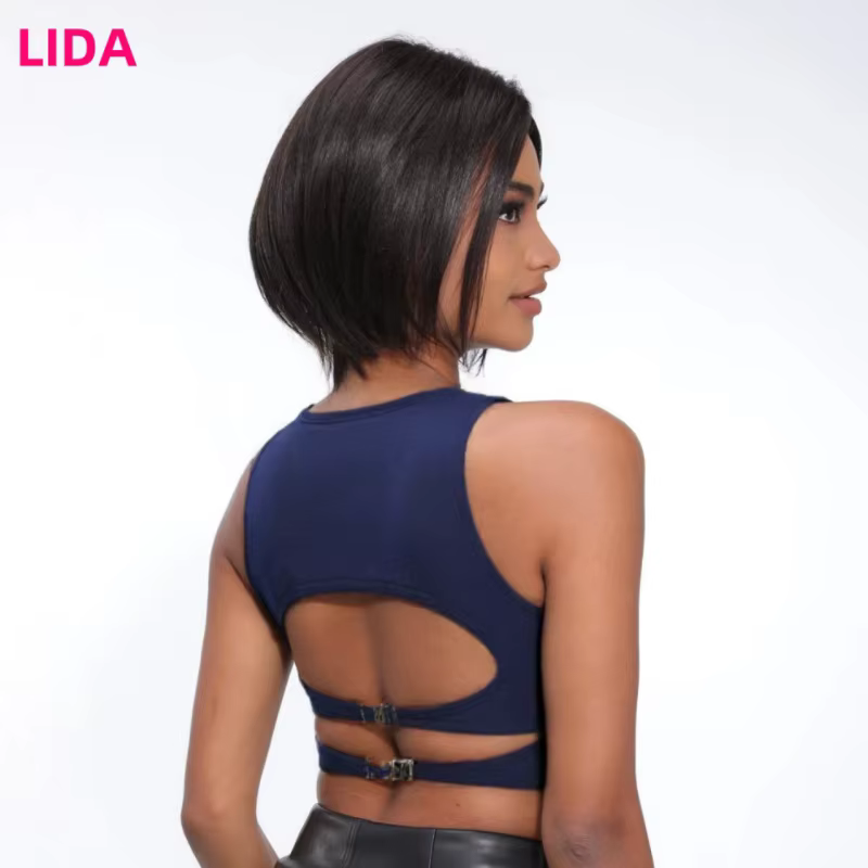 Lida cheveux humains perruque courte pour les femmes