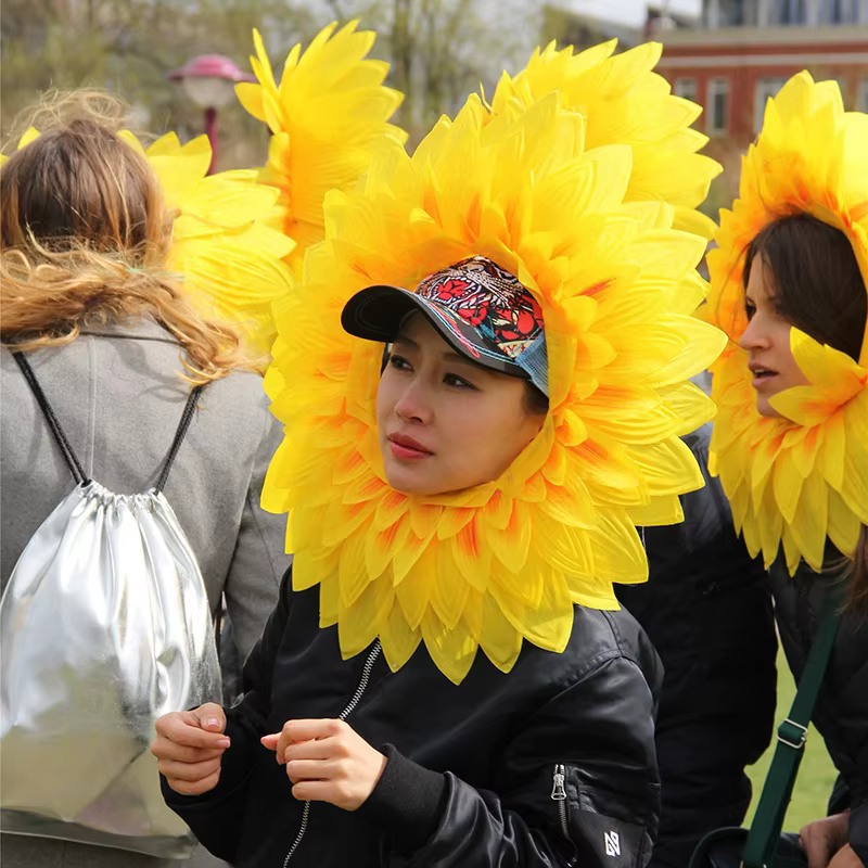 Couvre-chef tournesol, accessoires de spectacle sur scène amusants pour jeux de Festival de danse, Costumes de Cosplay pour enfants et adolescents