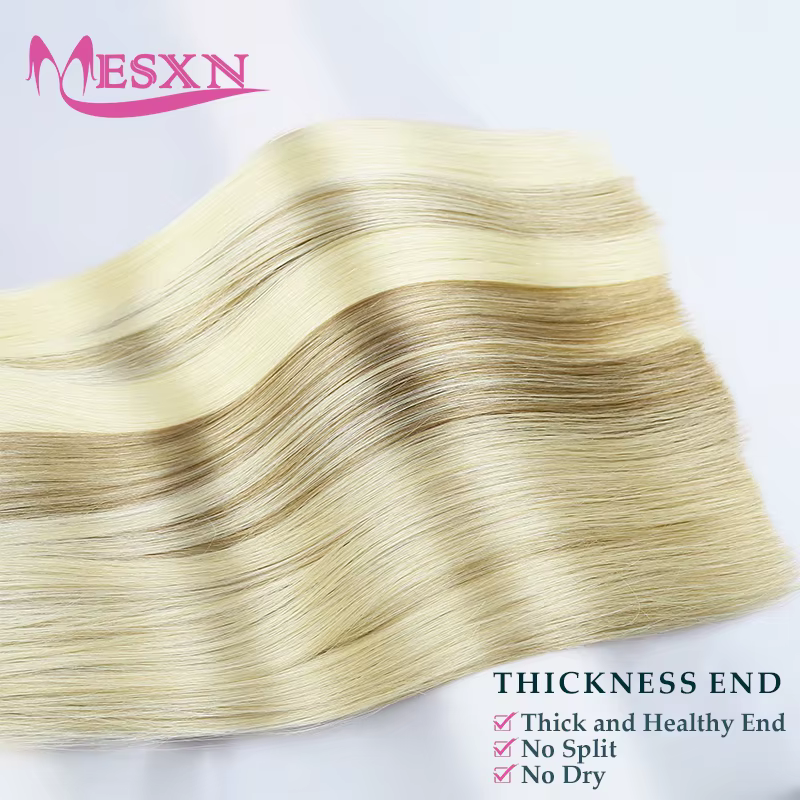 MESXN Extensions de cheveux à pointe plate de haute qualité 100%