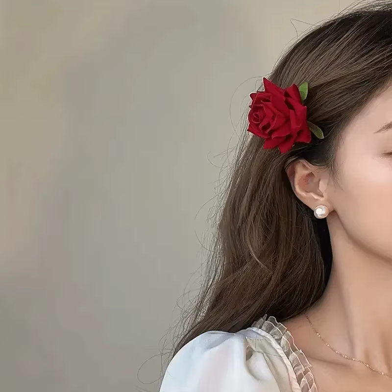 3 Pinces à Cheveux Décoratives Élégantes à Fleurs Roses