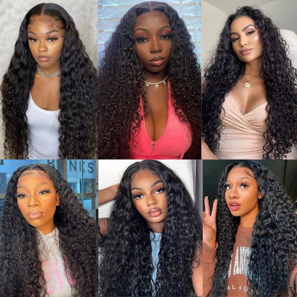 Perruque Lace Front Wig synthétique bouclée longue noire 13*3