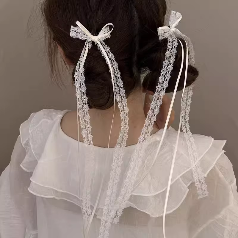 Pinces à cheveux en dentelle douce blanche pour femmes et filles