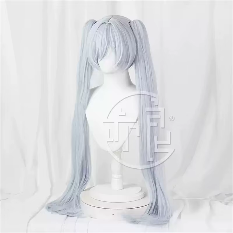 Déesse de la victoire: Nikke cendrillon verre princesse Cosplay perruque gris Double queue de cheval cheveux longs