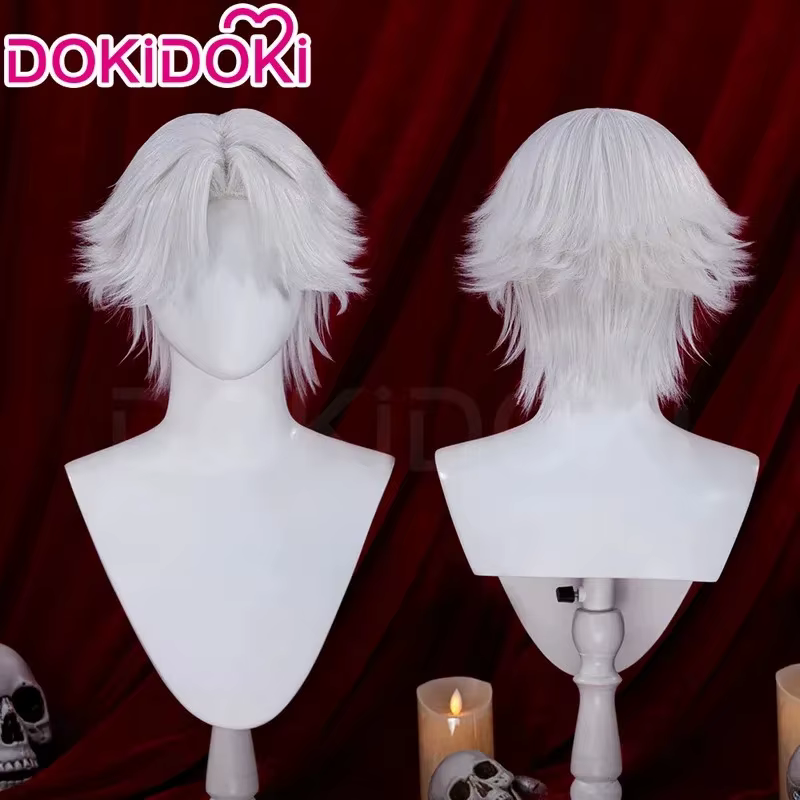 EN STOCK Dante ergil Lady Nico perruque jeu Cosplay DokiDoki Halloween 35 cm Siler gris blanc cheveux Mary Dante collier casquette Coszei