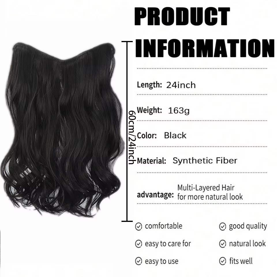 Extensions de cheveux synthétiques en forme de V à grandes ondulations pour femmes caucasiennes