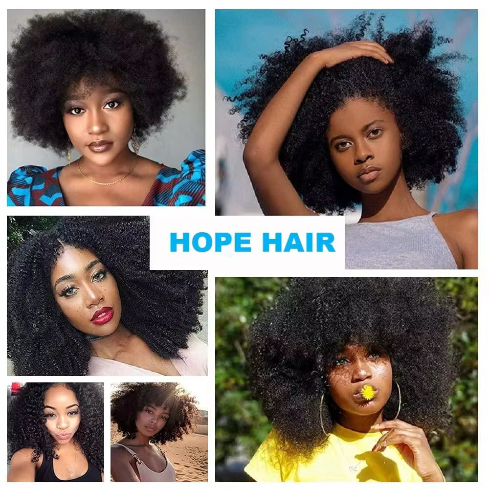 Afro crépus bouclés paquets mongol 1/3 Afro crépus cheveux humains paquets affaire 8-26 "Extensions de cheveux bouclés armure de cheveux humains pour les femmes