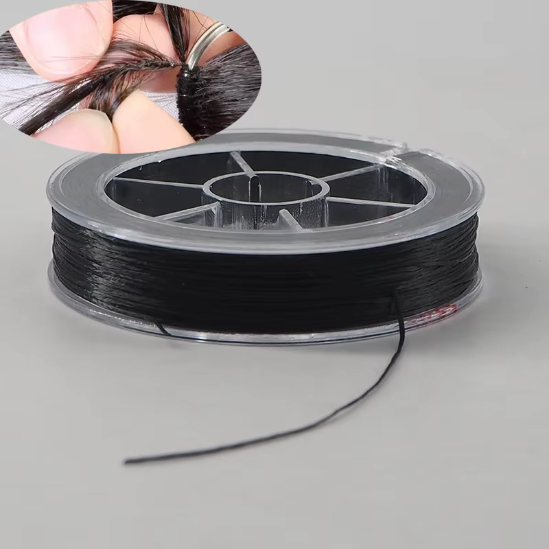 Fil entièrement élastique pour la fabrication d'extensions de cheveux invisibles à plumes 60 m/rouleau