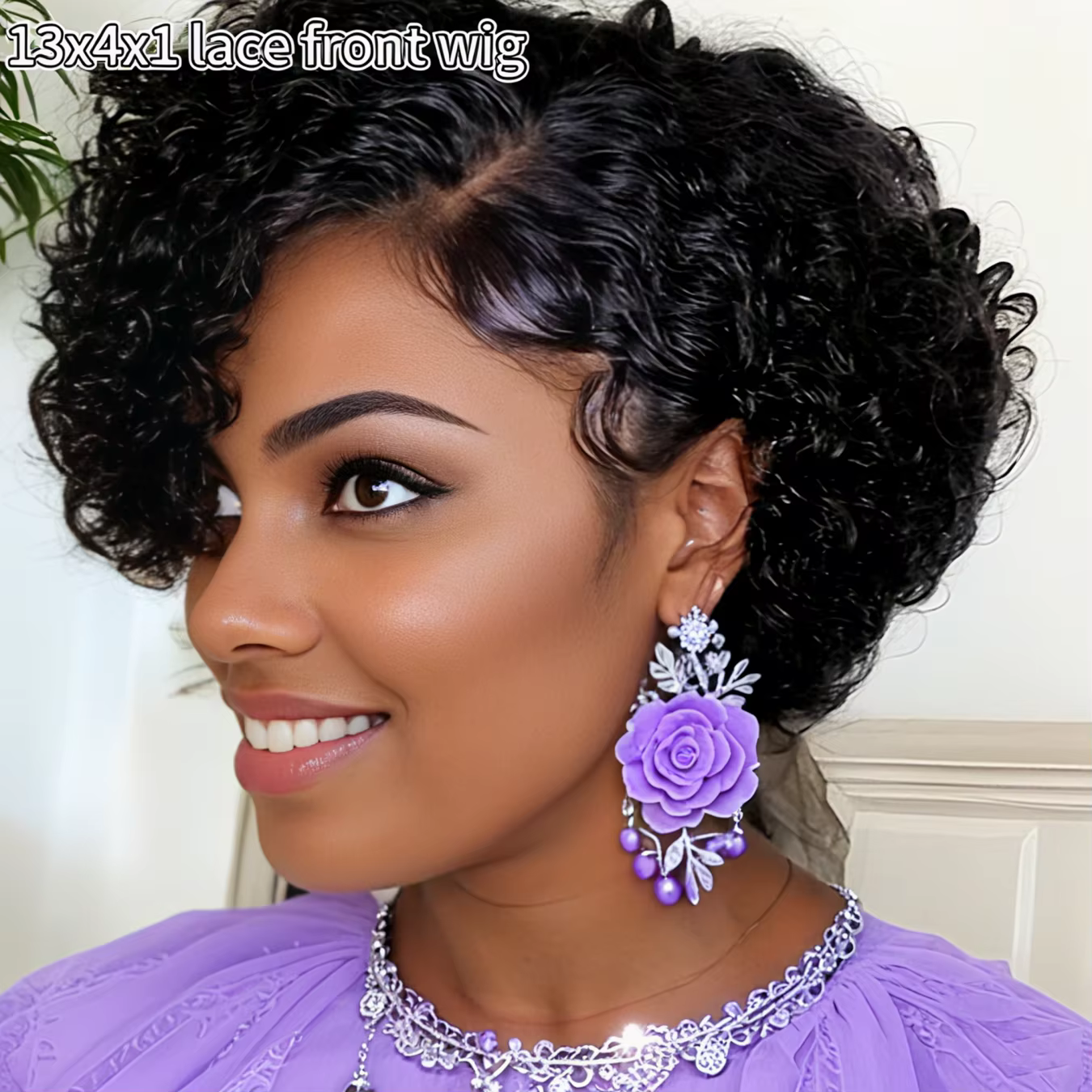 Perruque coupe lutin cheveux humains vague d'eau