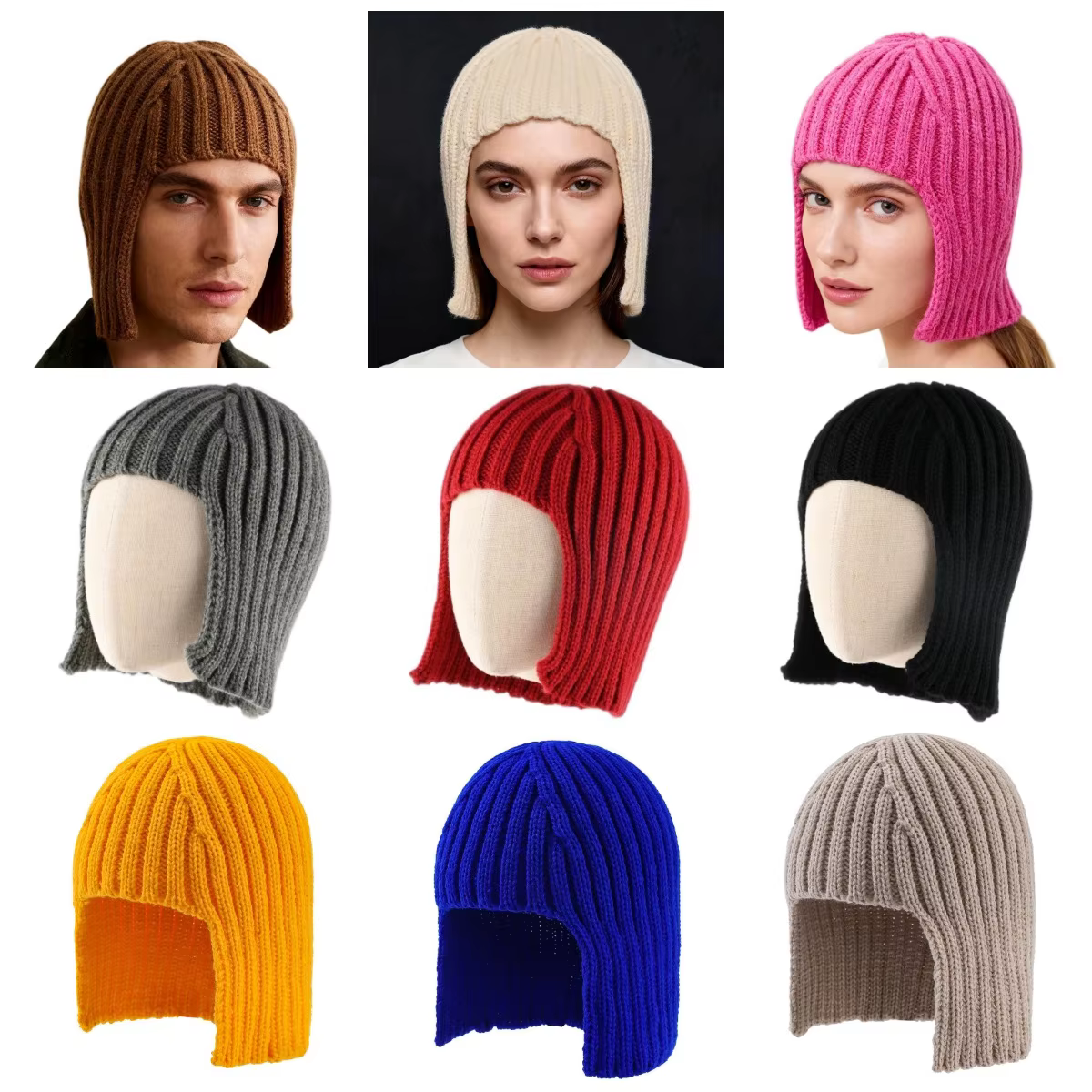 Chapeau tricoté pour perruque de fille chaude pour femmes