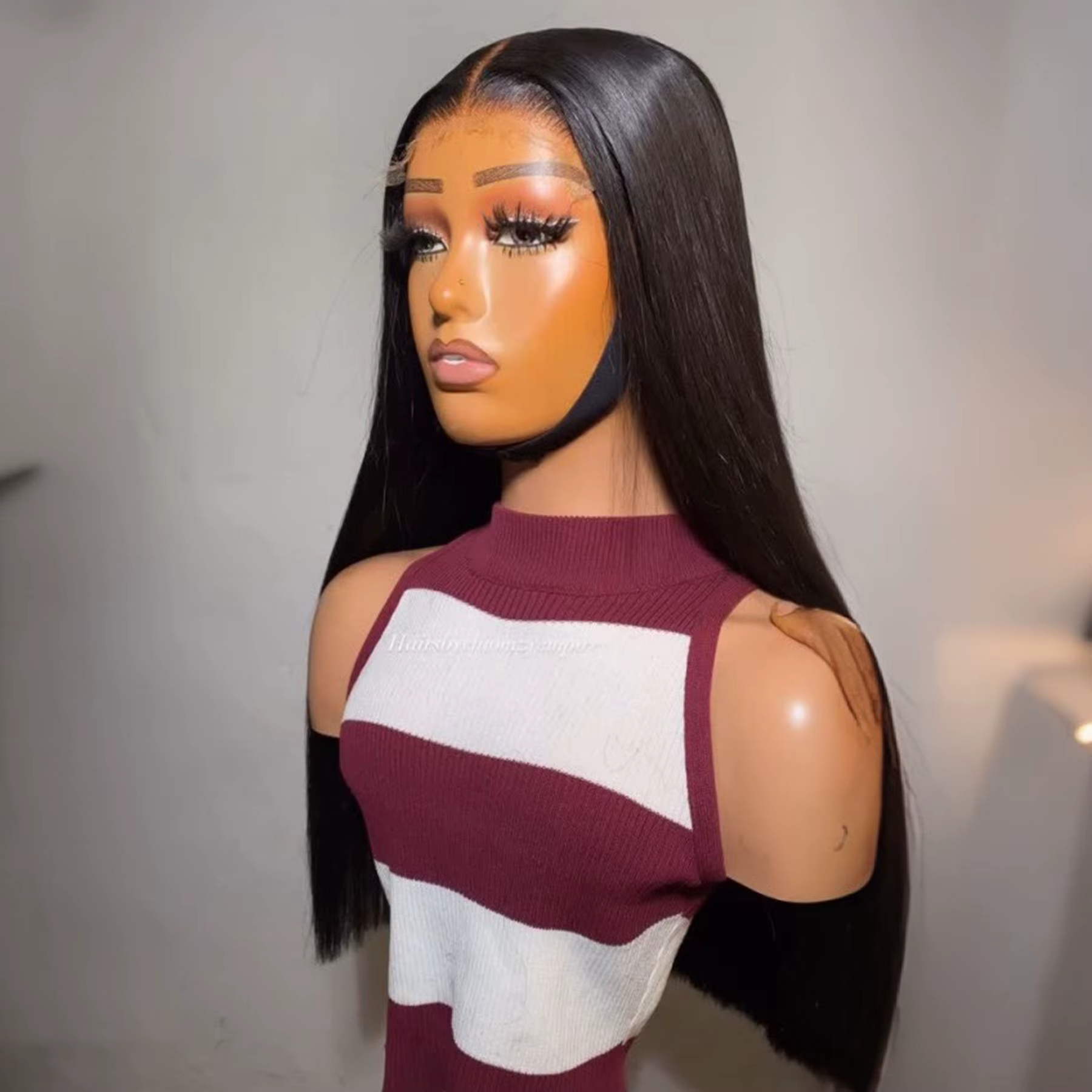 Perruque Lace Frontal Wig synthétique lisse et longue