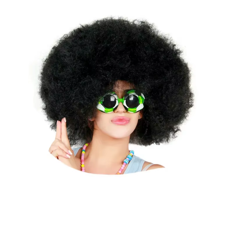 Perruque Afro Synthétique de Style Hip-Hélicoptère