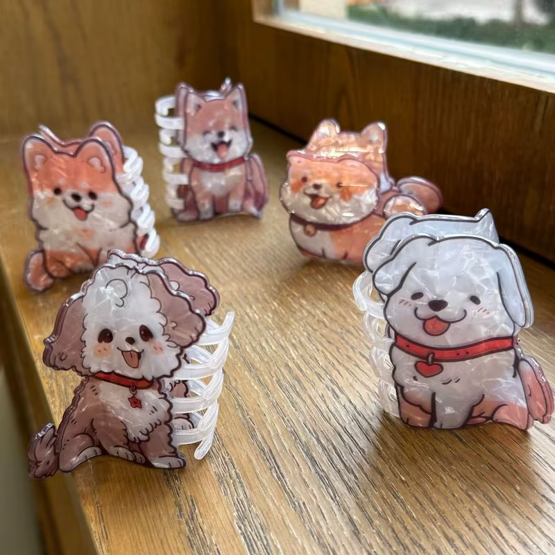 1pc nouveau dessin animé cheveux bouclés amour Chai chien corgi chiot acrylique pince
