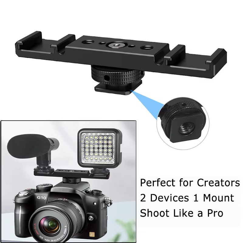 Support de montage de chaussure froide en aluminium, barre d'extension de rotule rotative à 360 degrés pour appareil photo DSLR sans miroir, Microphone, Flash vidéo Led Vlog