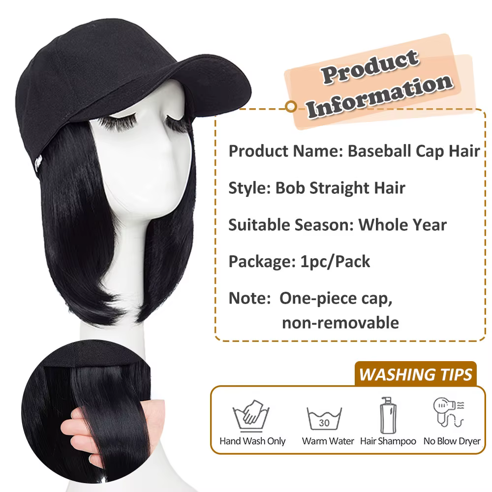 Casquette de Baseball avec Extensions de cheveux