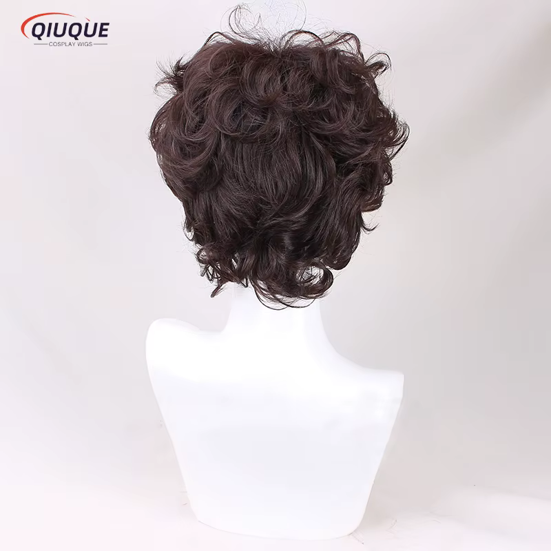 Frodo Baggins-Perruque Cosplay Courte Bouclée Marron