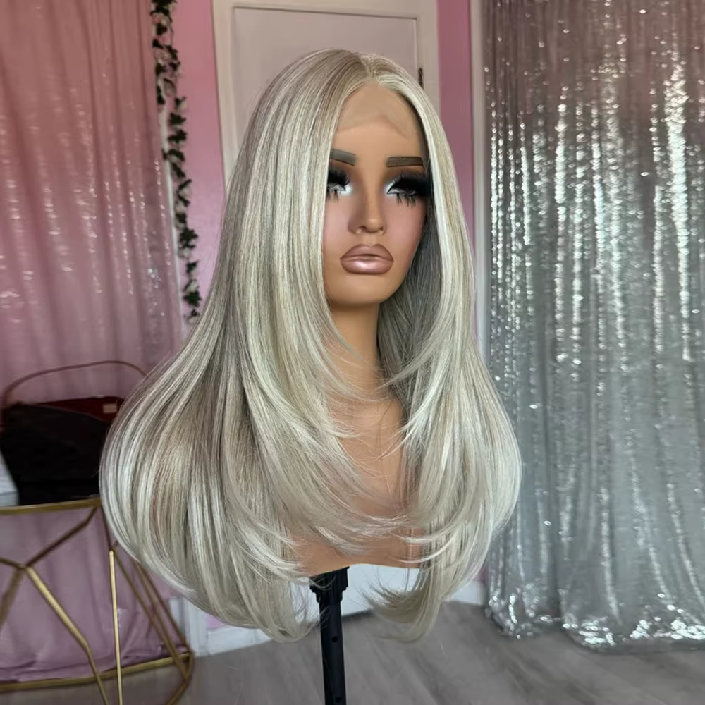 Perruque Balayage Blond Cendré Crémeux