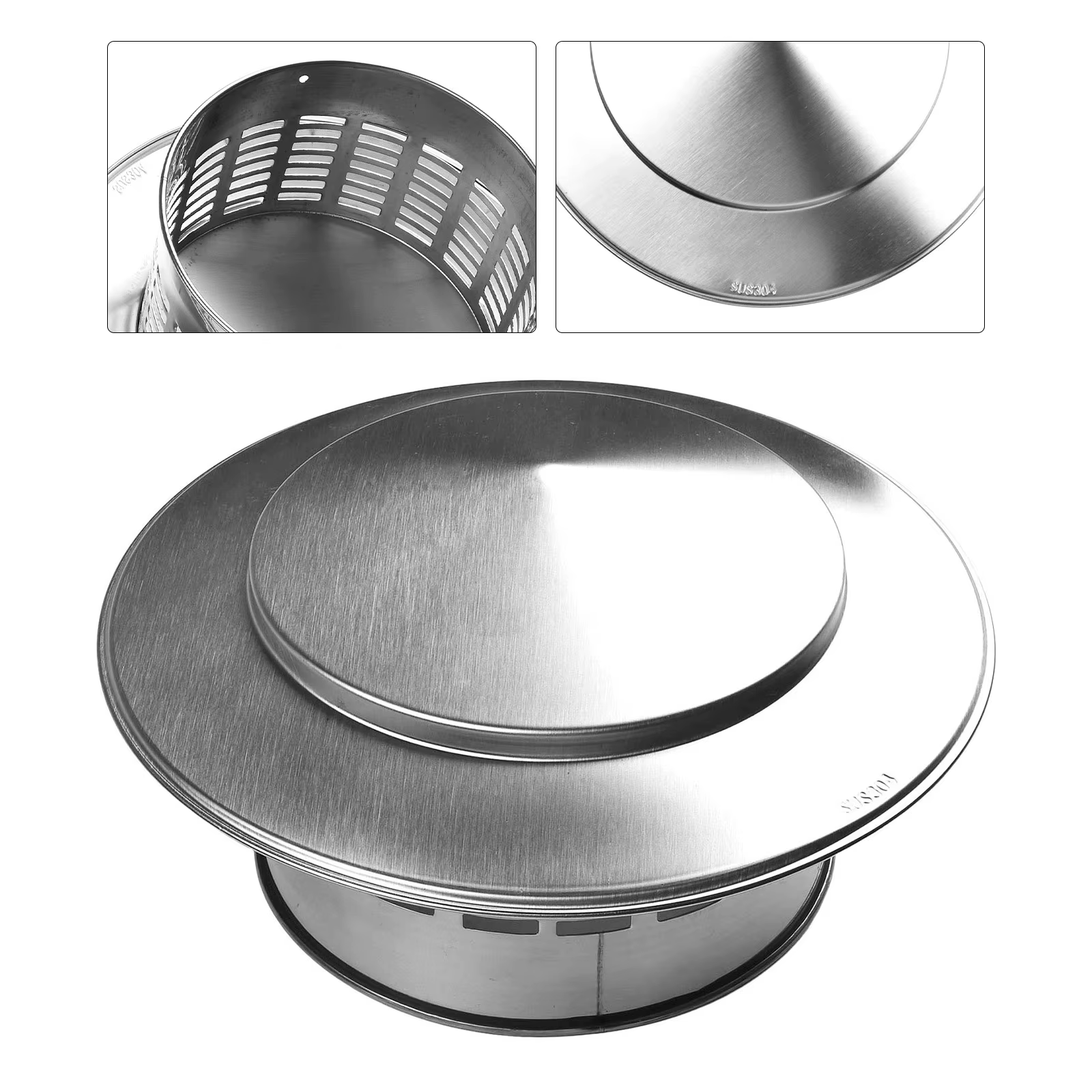 Capuchon de cheminée en acier inoxydable, 75-200mm, sortie d'air murale extérieure, tuyau de toit, capot d'échappement pour conduit de Ventilation, capuchon de cheminée de toit