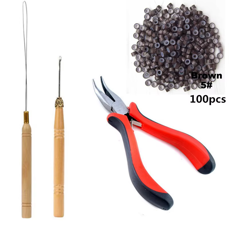 Kit d'outils d'extension de cheveux i-tip avec pince