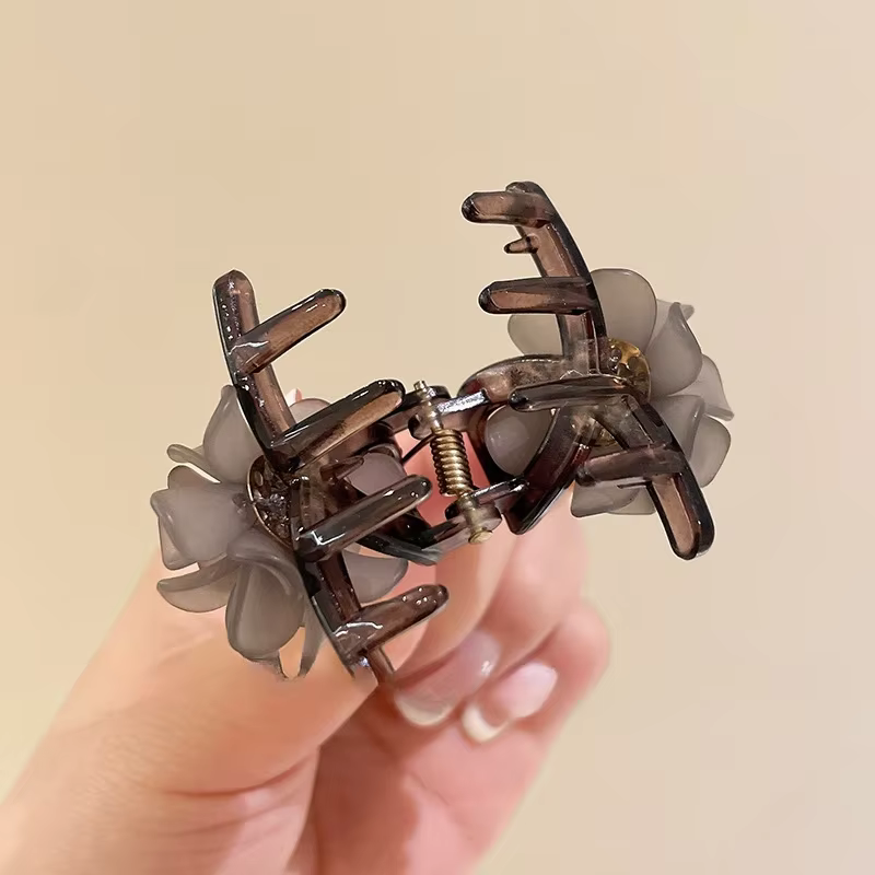 Petites pinces à cheveux camélia en acrylique pour femmes et filles