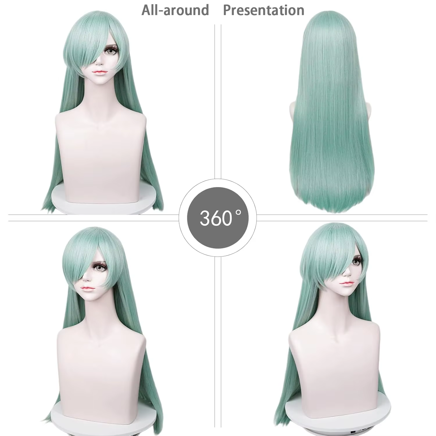Anime Elizabeth Liones Cosplay perruque longue droite vert