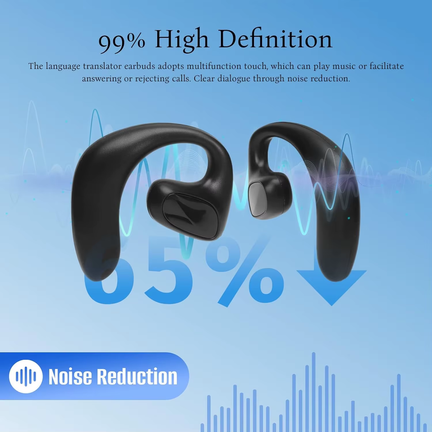 Écouteurs de traduction BT de langue M8, casque Bluetooth qui prend en charge la traduction en 144 langues, traduction en ligne ou hors ligne
