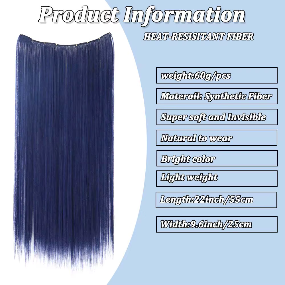 Extension de cheveux à clips colorée de 22 pouces pour femmes