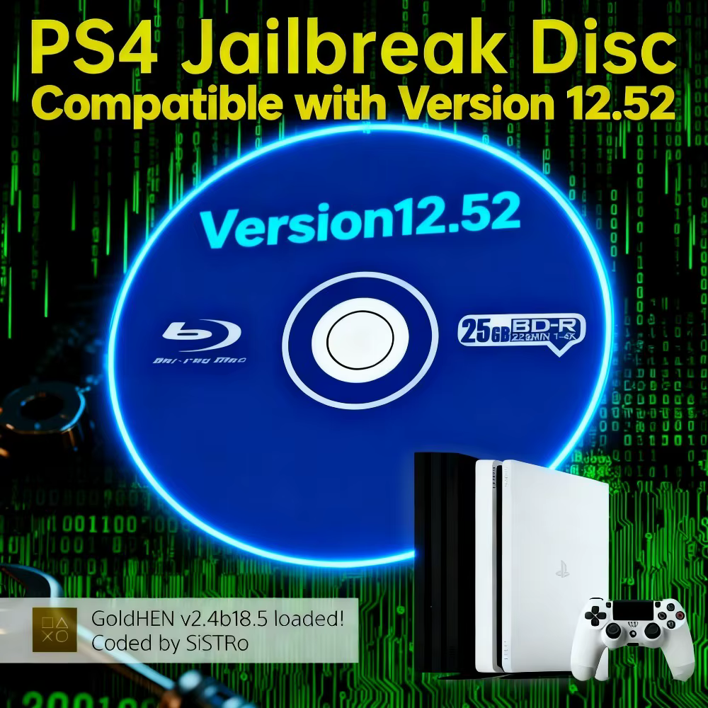 Pour PS4 Jailbreak, disque doré, firmware 12.52 le plus récent pris en charge, démarrage possible, éjection de la charge utile, homebrew, sauvegarde de jeux
