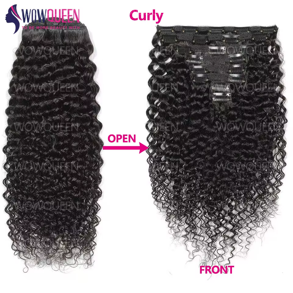 Extensions de cheveux humains bouclés afro crépus à clipser