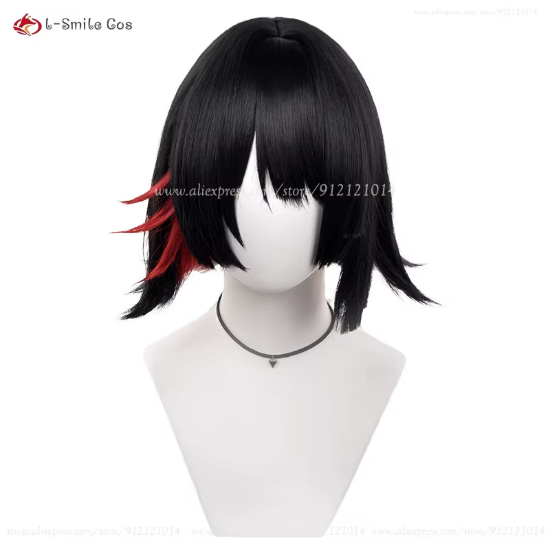 Ellen Joe Cosplay perruque 32 cm/35 cm noir bleu mixte Rose rouge résistant à la chaleur cheveux synthétiques Anime