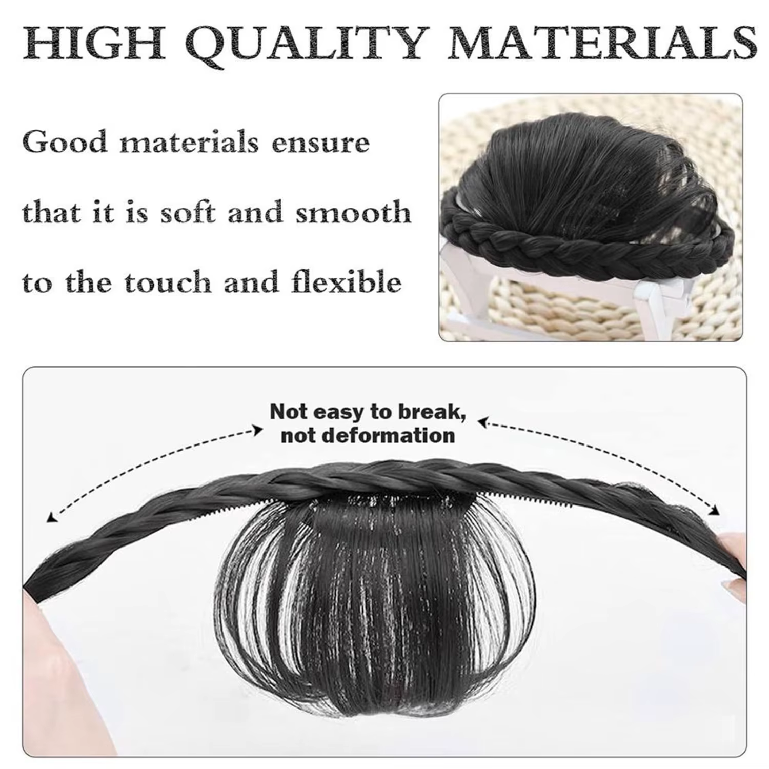 Frange de cheveux avec bandeau tressé