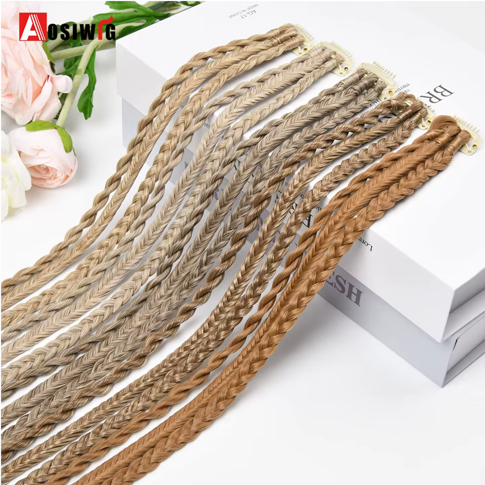 Extensions capillaires synthétiques longues à Clip tressé