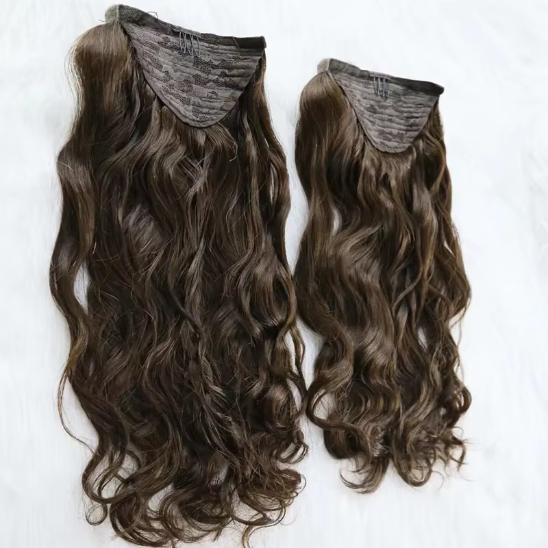 100% naturel vague d'eau cheveux humains Super Double dessiné Extensions de queue de cheval tressage pour le style de Volume et de longueur