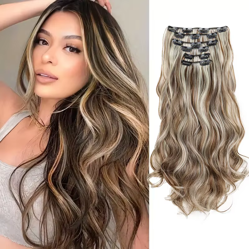 WIGSIN 24 pouces synthétique longue ondulée bouclés Extensions de cheveux postiches accessoires