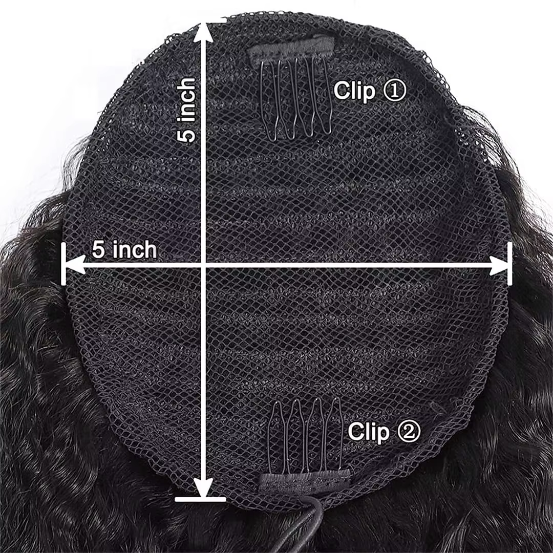 Extensions de cheveux humains bouclés crépus à clipser avec cordon de serrage