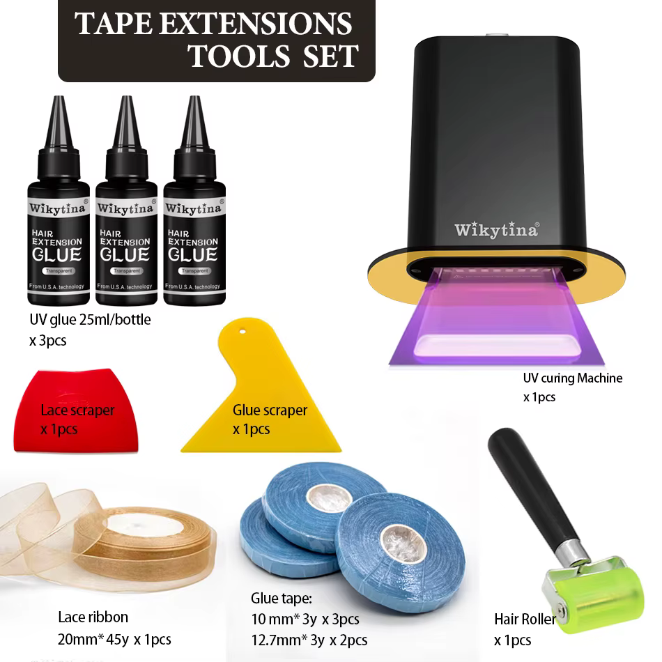 Ensemble d'outils d'extension de cheveux à lumière UV V