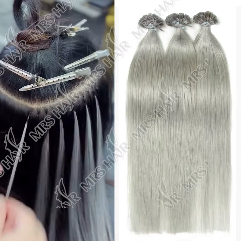 Extensions de cheveux humains à pointe plate en kératine personnalisées