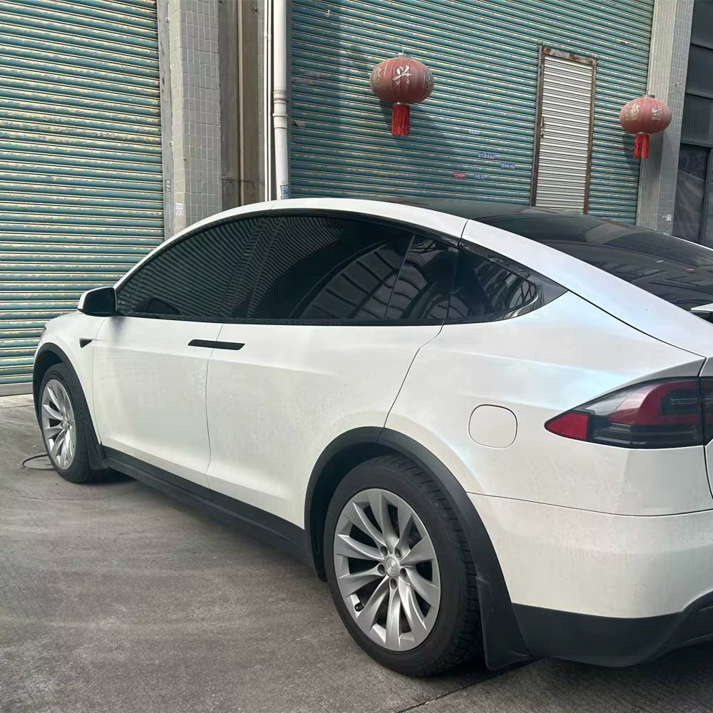 Superposition occultante à suppression chromée pour Tesla modèle X 2016 – 2020, garniture de fenêtre, autocollant noir brillant