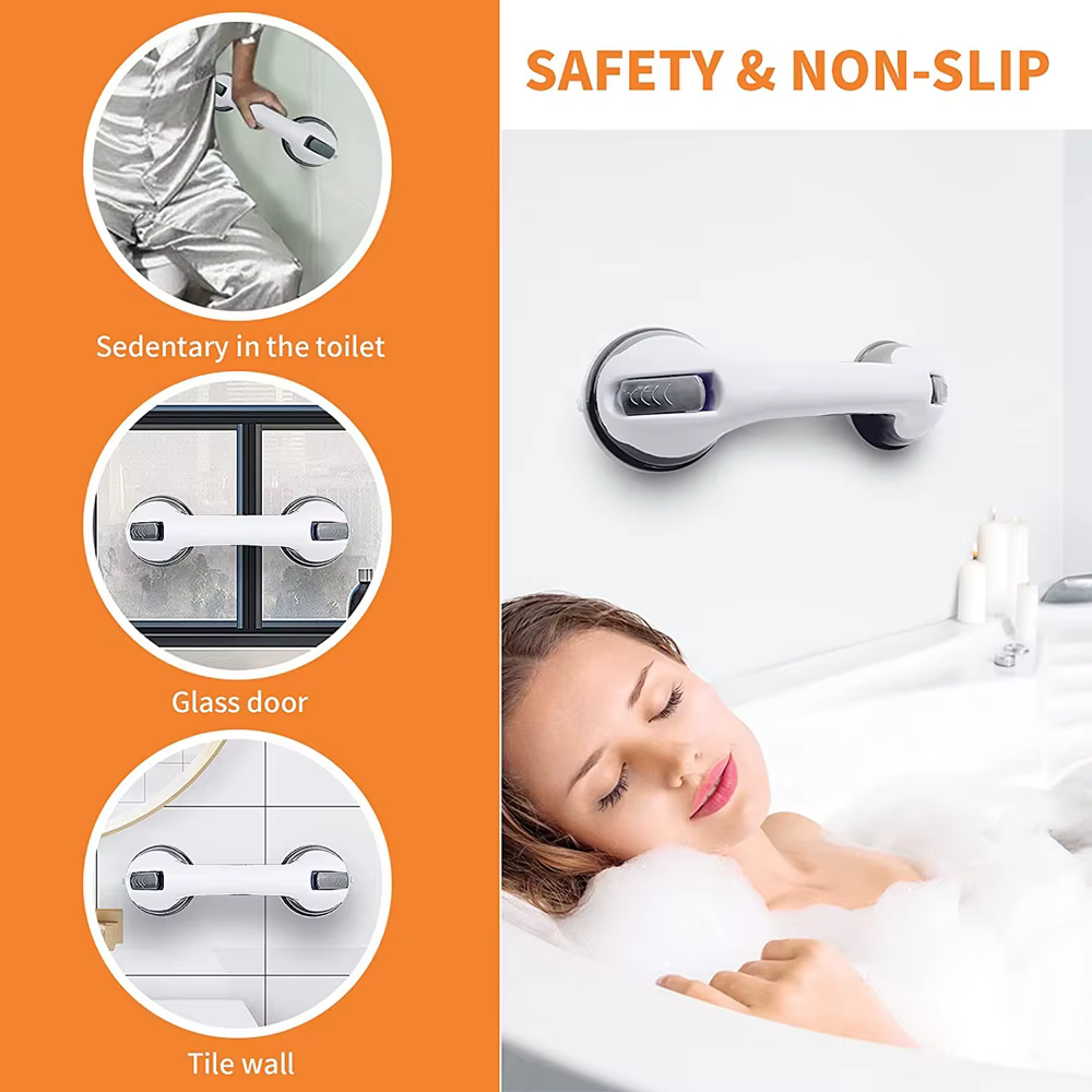 Nouvelles barres d'appui pour poignée de douche, Ultra poignée, double verrouillage, ventouses de sécurité, poignée d'aide, Support antidérapant pour toilettes, salle de bains