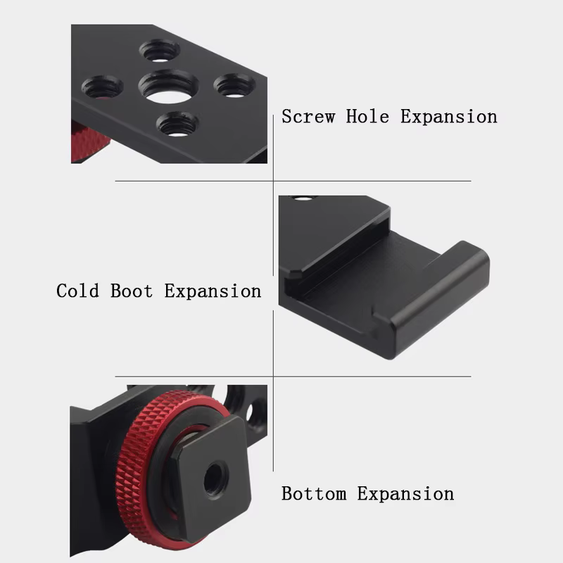 Barre d'extension triple en aluminium pour 3 supports griffe chaude et griffe froide pour appareil photo reflex numérique, hybride, microphone, éclairage LED vidéo et vlogging