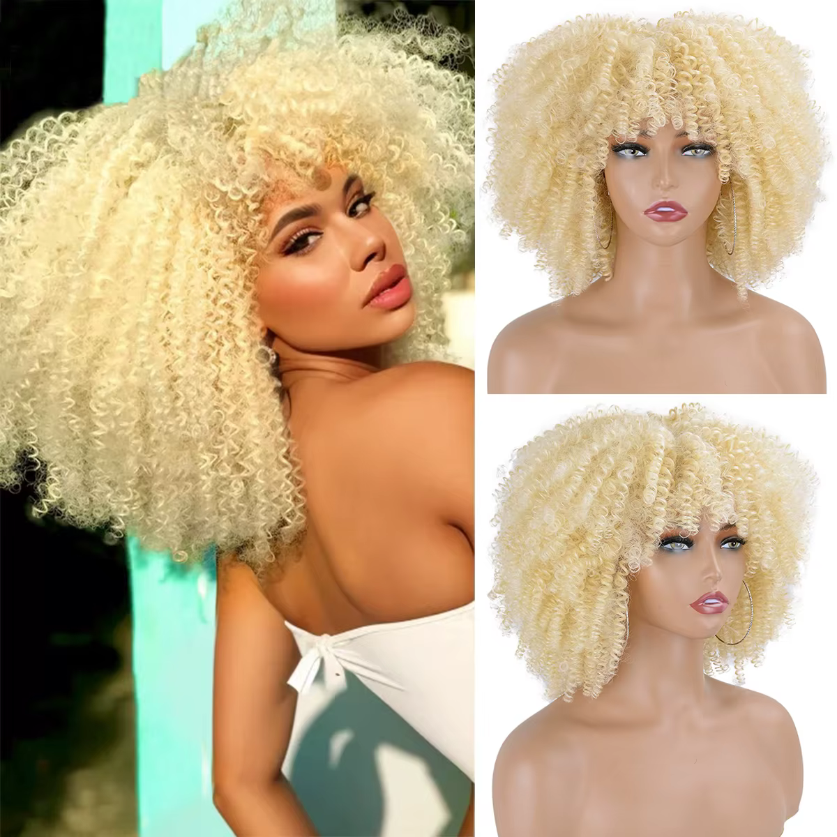 Perruques Afro Synthétiques Courtes pour Femmes Noires