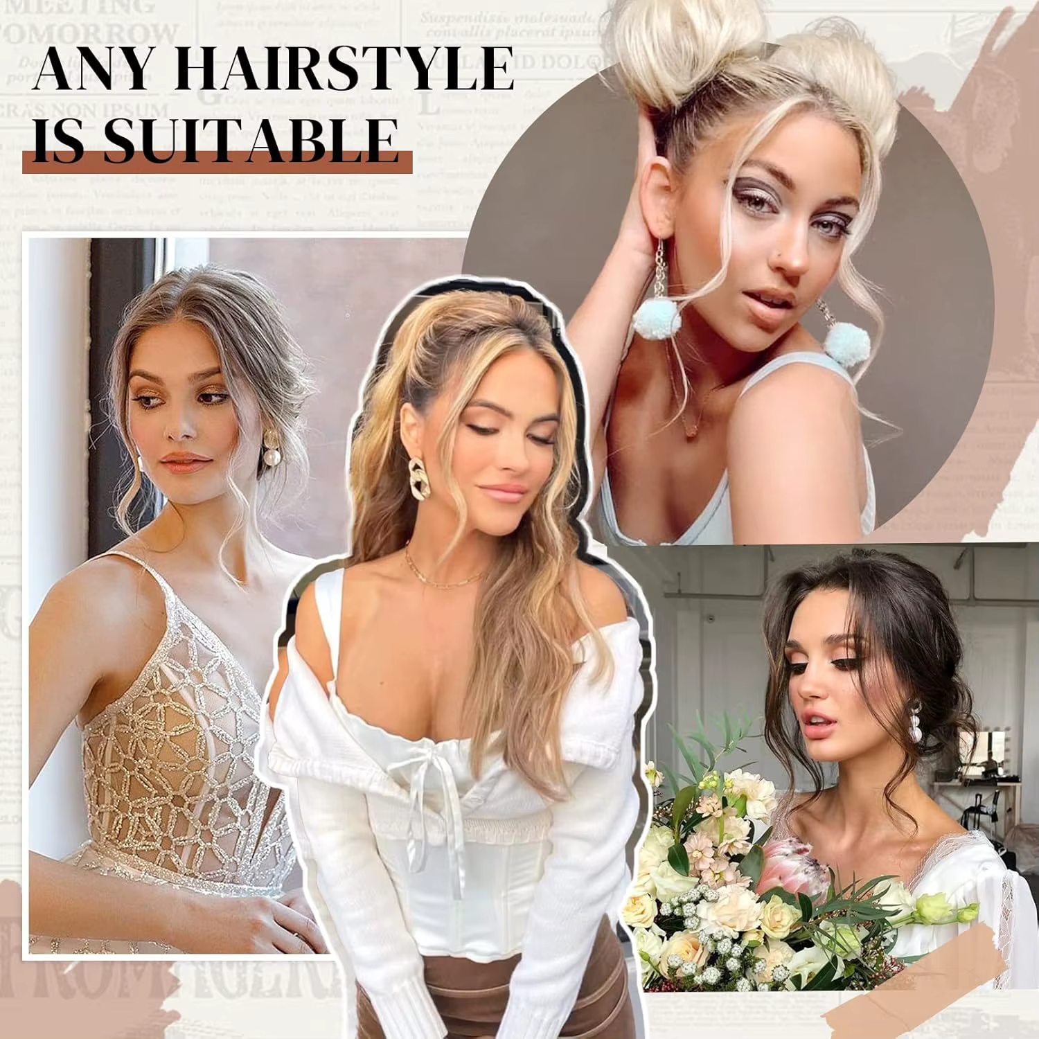 Extensions de cheveux synthétiques bouclées et ondulées à clipser